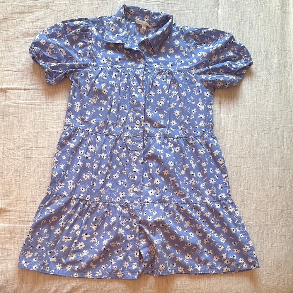 Derek Heart Women’s White Floral Blue Dress Size Medium